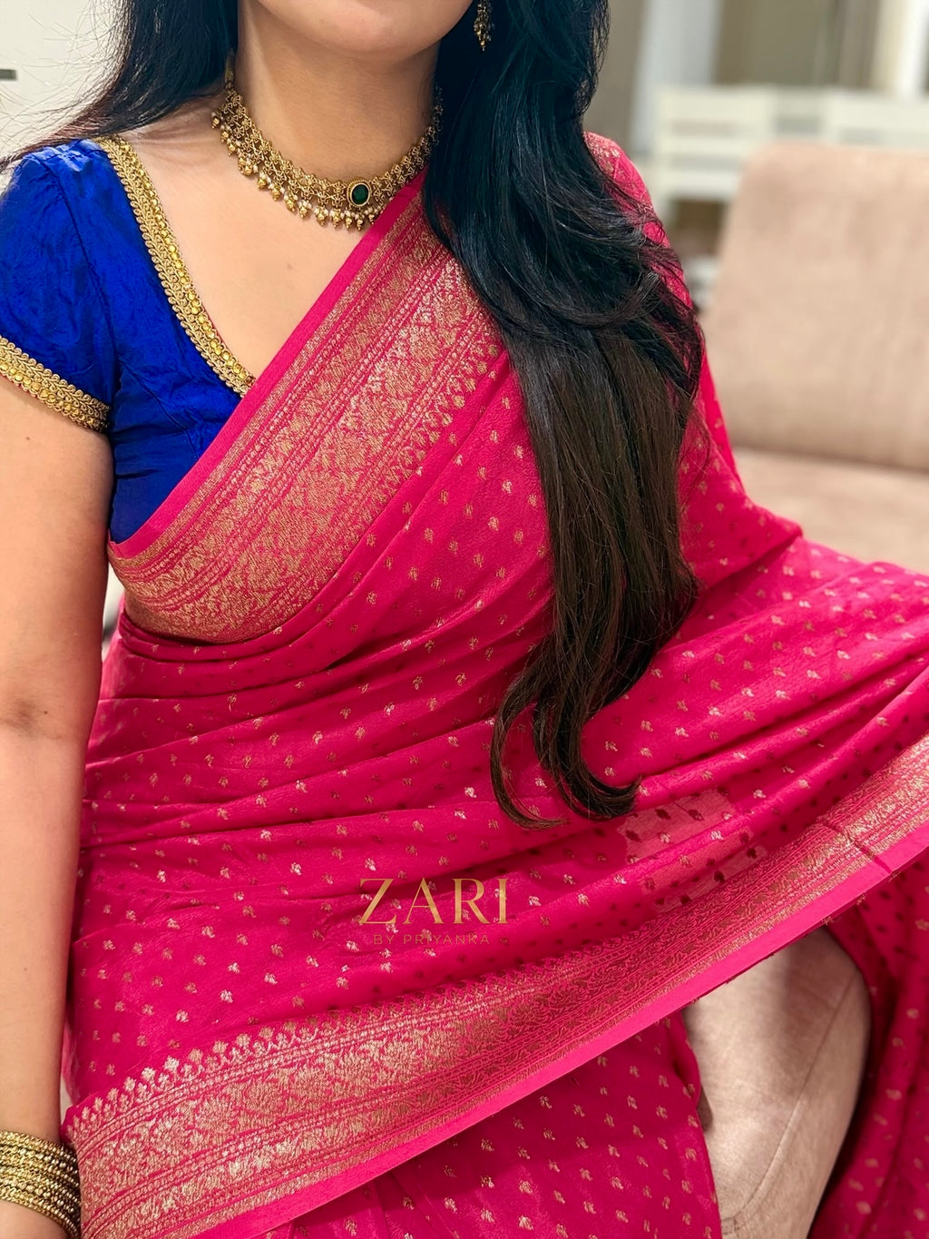 Shree-Pure Khaddi Crepe Chiffon Saree