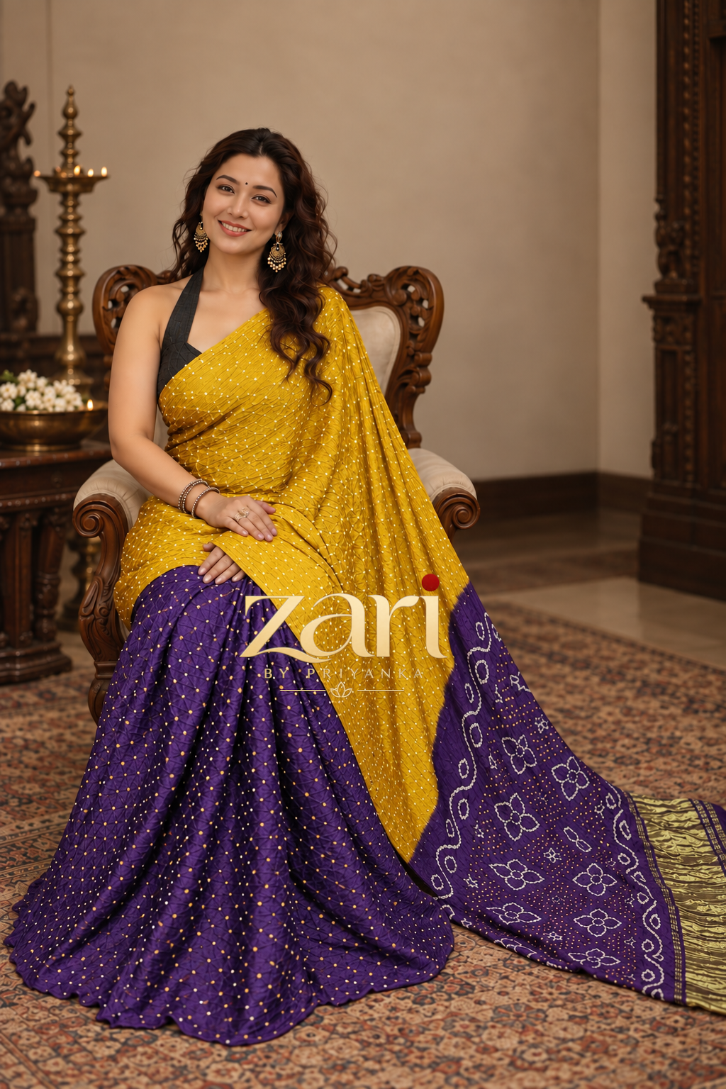 Tash - Pure Modal Bandhej Saree with Tissue Pallu