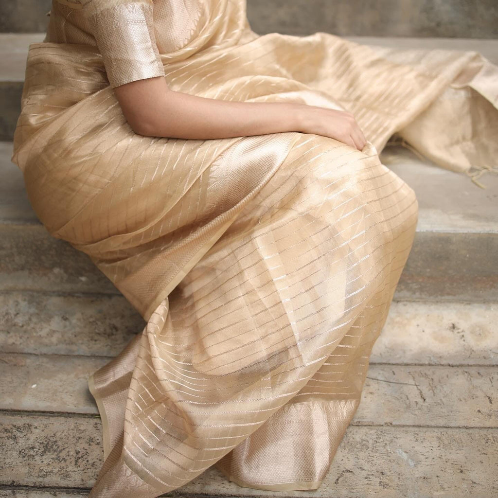 Mozhi - Golden Tissue Silk Saree
