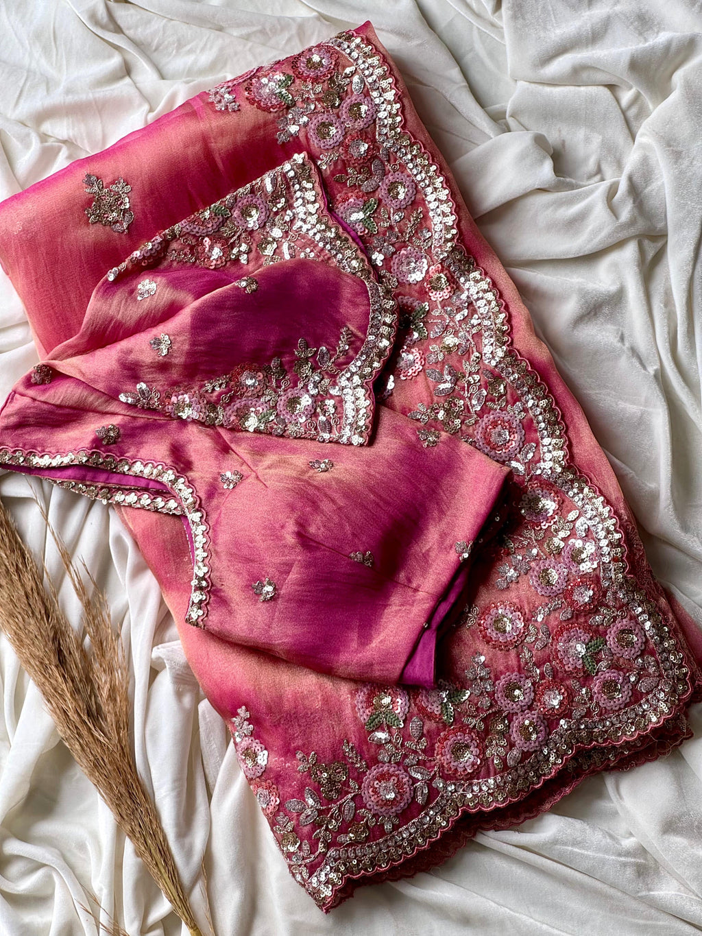 Ayana - Tissue Silk Saree with Sequins handwork