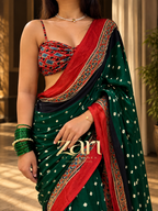 Apsara | Handcrafted Ajrakh Bandhej Couture Saree
