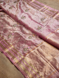 Zaara - Pure Metallic Tissue Banarasi Saree with Katan Border & Embroidery Jaal