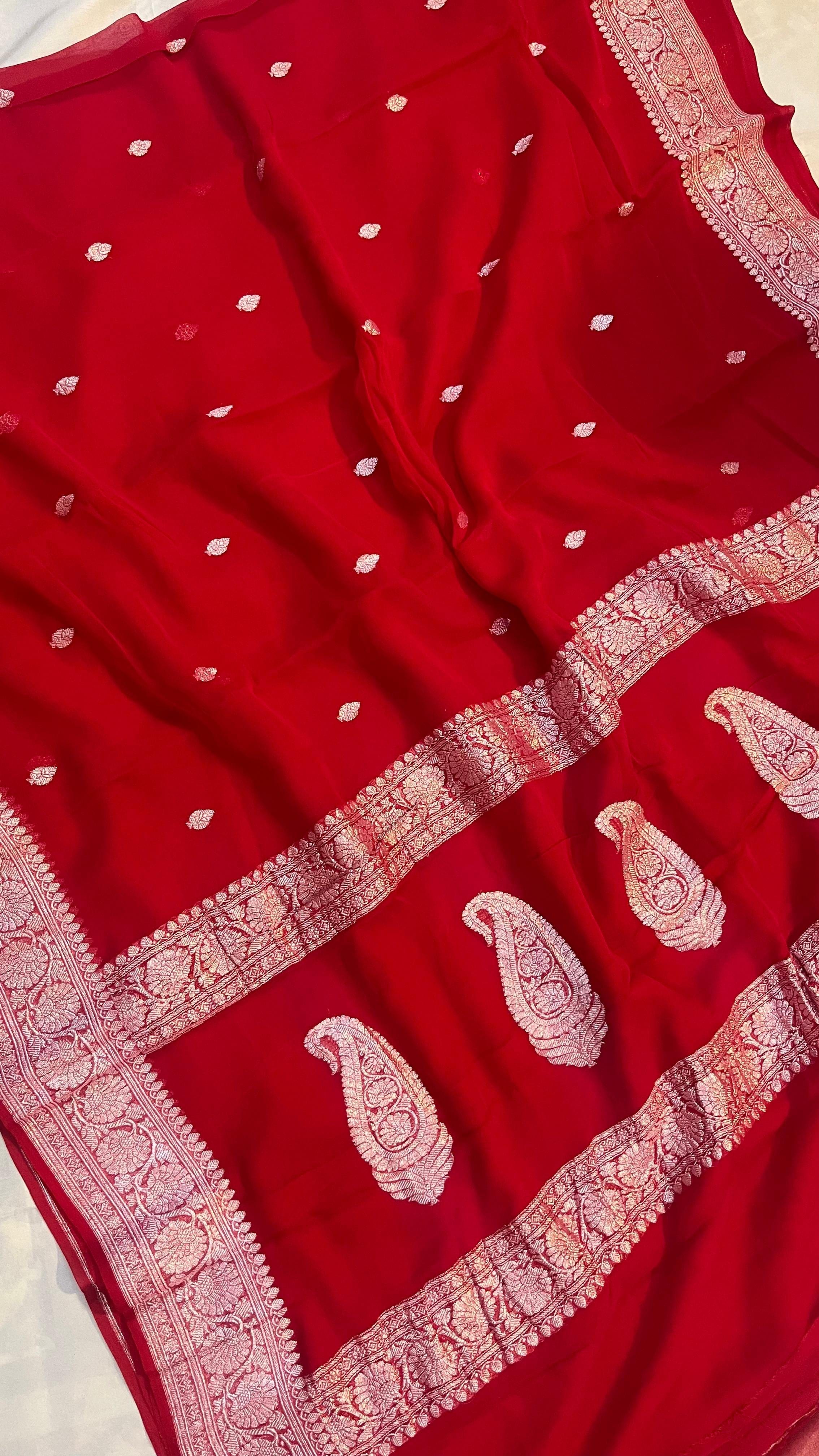 Avra - Banarasi Pure Khaddi Georgette Kadwa Saree