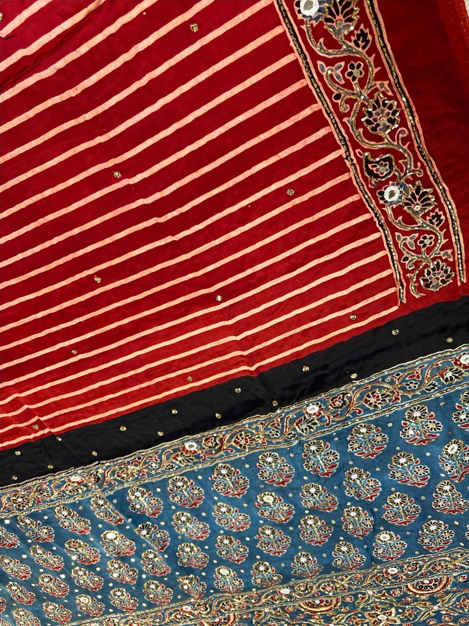 Anoor | Designer Handcrafted Ajrakh Saree - Zari by Priyanka