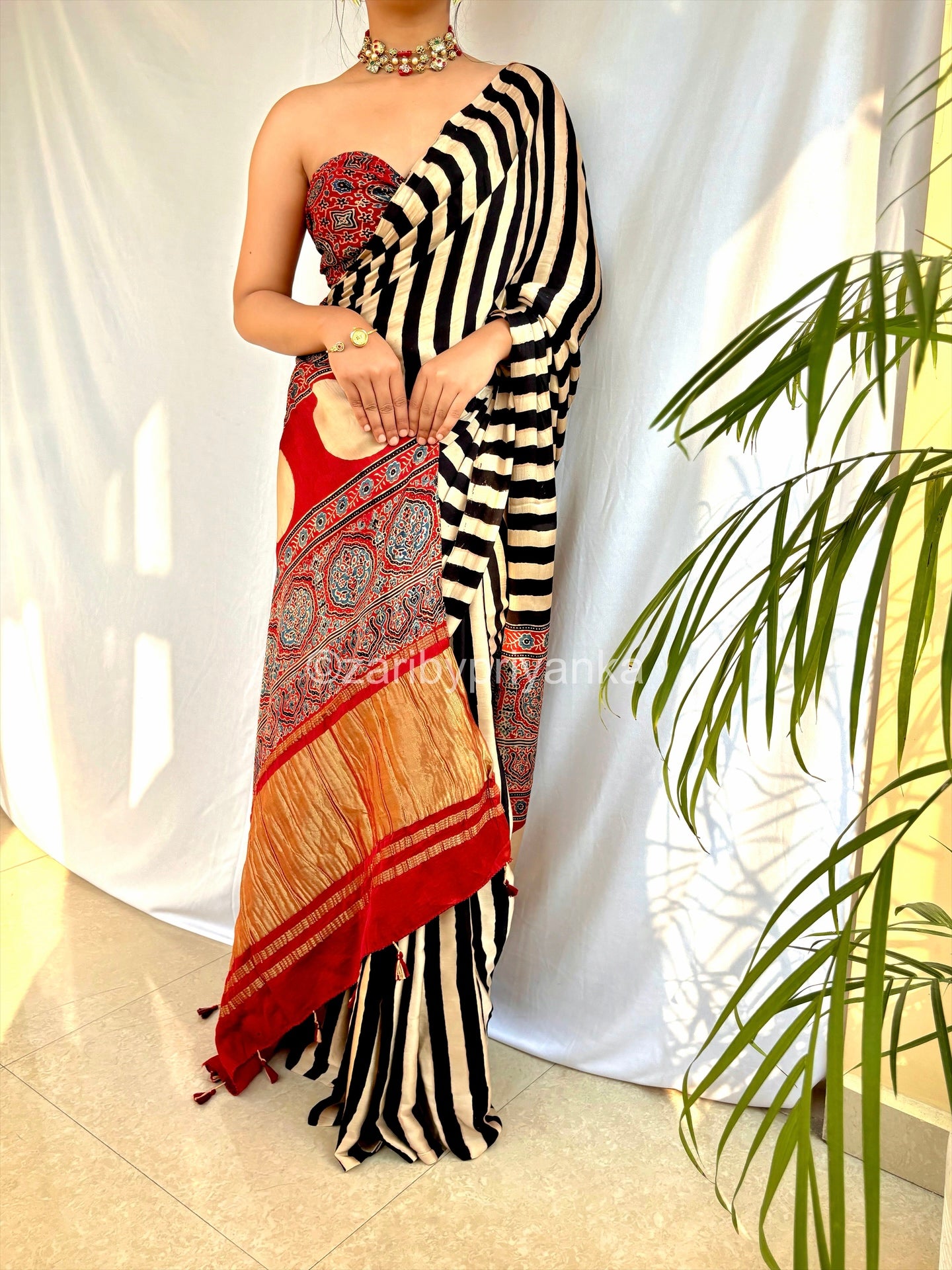 Mehr - Pure Modal Silk Ajrakh Hand Block Printed Saree