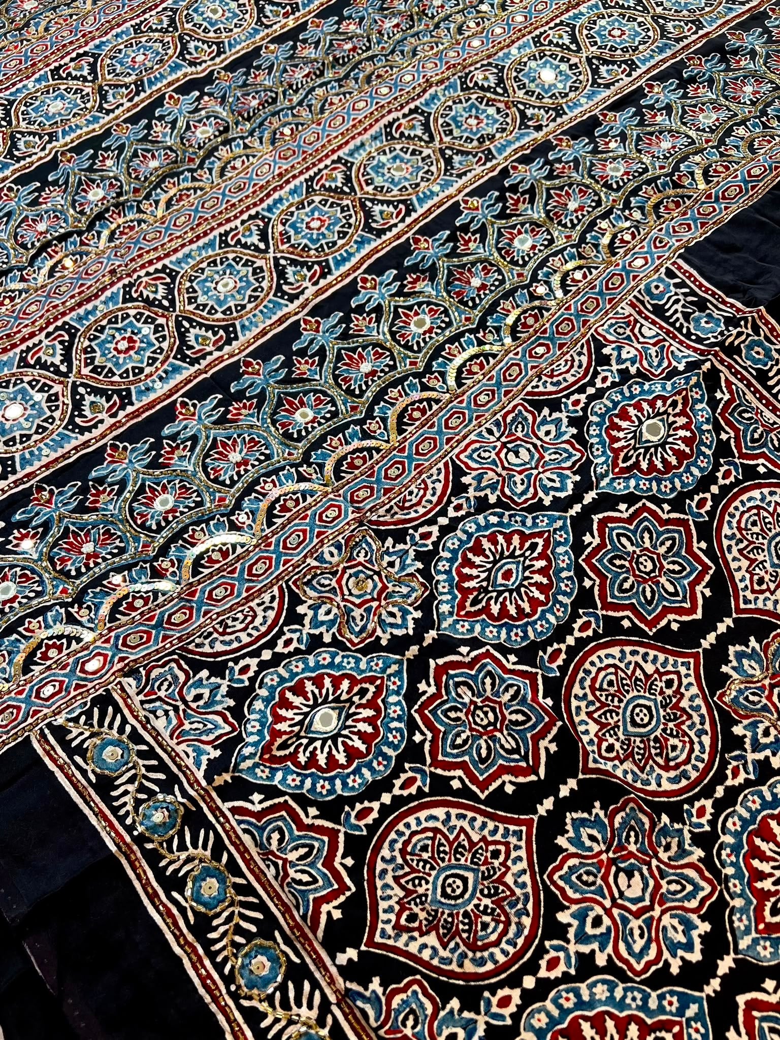 Naina | Handcrafted Ajrakh Couture Saree [Ready to Dispatch]