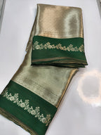 Sakhi - Regal Silver-Gold Pure Tissue Brocade saree