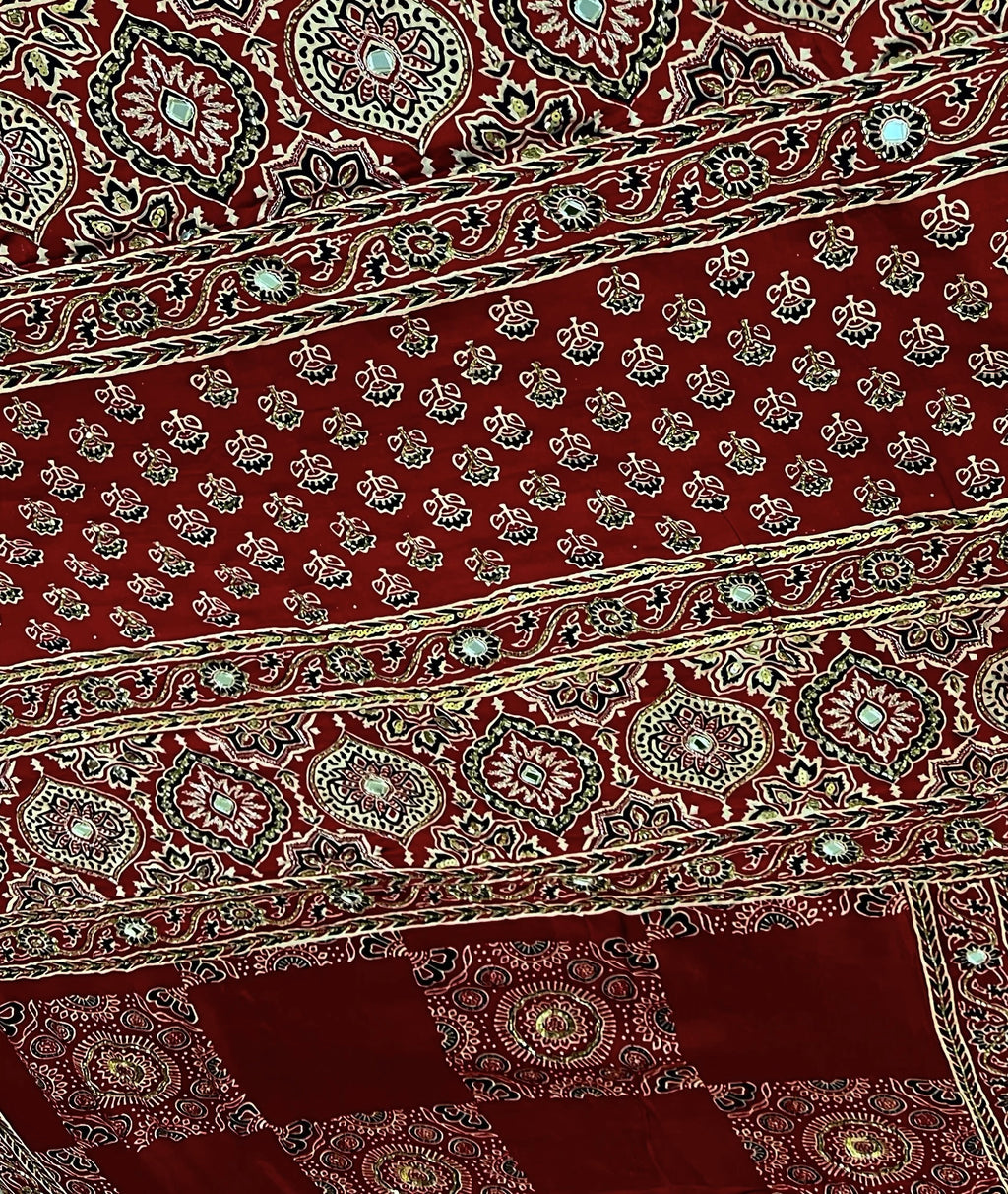 Jumka | Handcrafted Ajrakh Couture Saree [Ready to Dispatch]