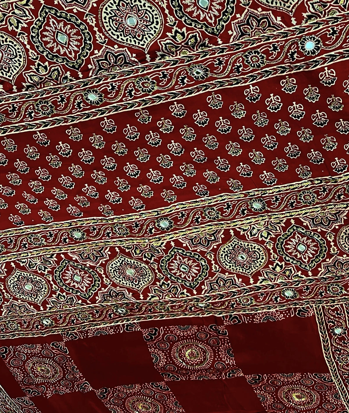 Jumka | Handcrafted Ajrakh Couture Saree [Ready to Dispatch]