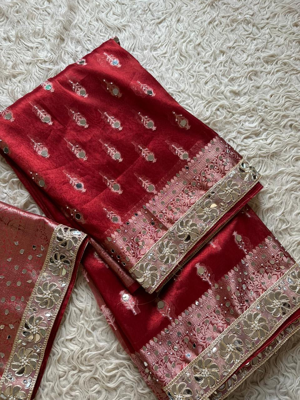 Teja - Glass Tissue Silk Saree with Handwork