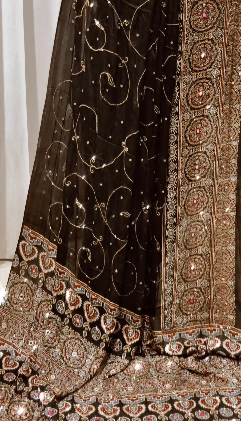 Aaina - Designer Ajrakh Handworked Saree