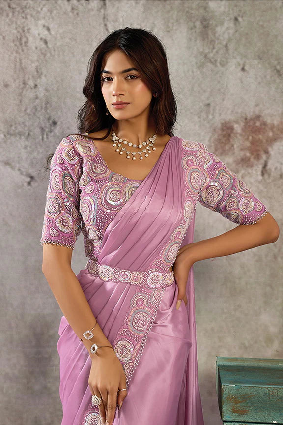 Pinki - Designer Satin Saree