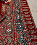 Zalak - Designer Ajrakh Handworked Saree