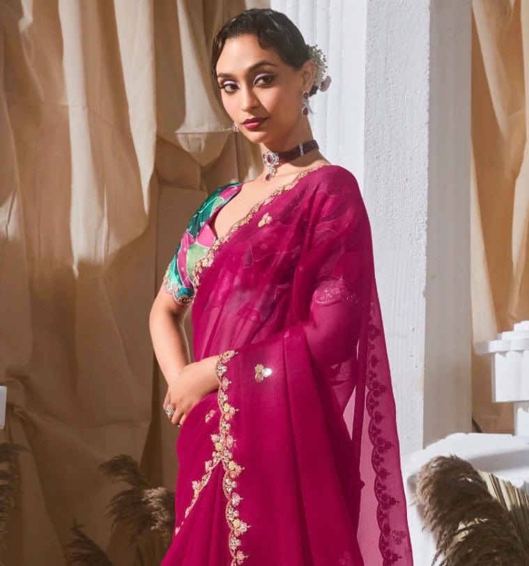 Sweta - Pure Organza Crepe Designer Saree