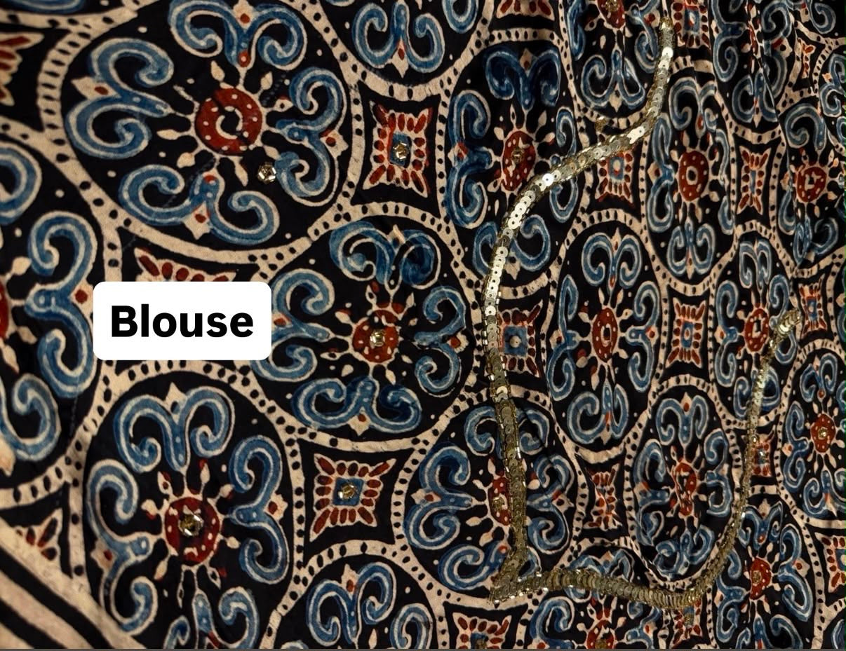 Zeba | Handcrafted Ajrakh Couture Saree