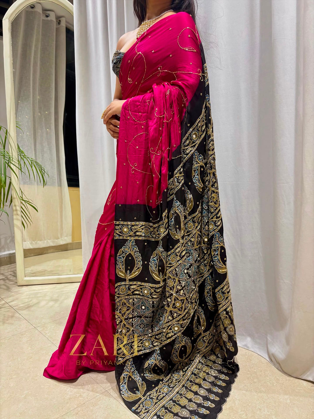 Jannat | Handcrafted Ajrakh Couture Saree [Ready to Dispatch]