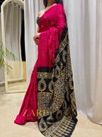 Jannat | Handcrafted Ajrakh Couture Saree [Ready to Dispatch]