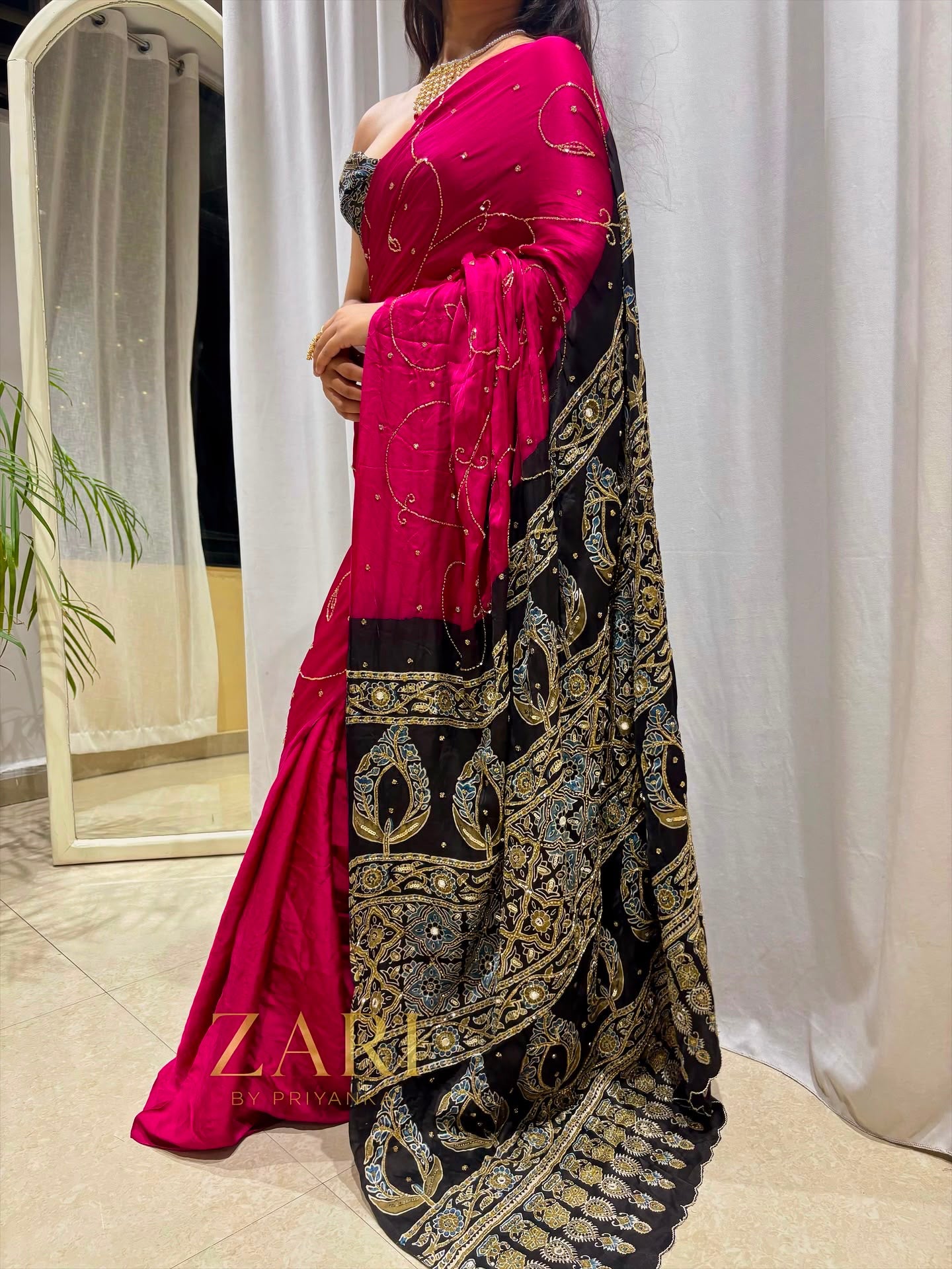 Jannat | Handcrafted Ajrakh Couture Saree [Ready to Dispatch]