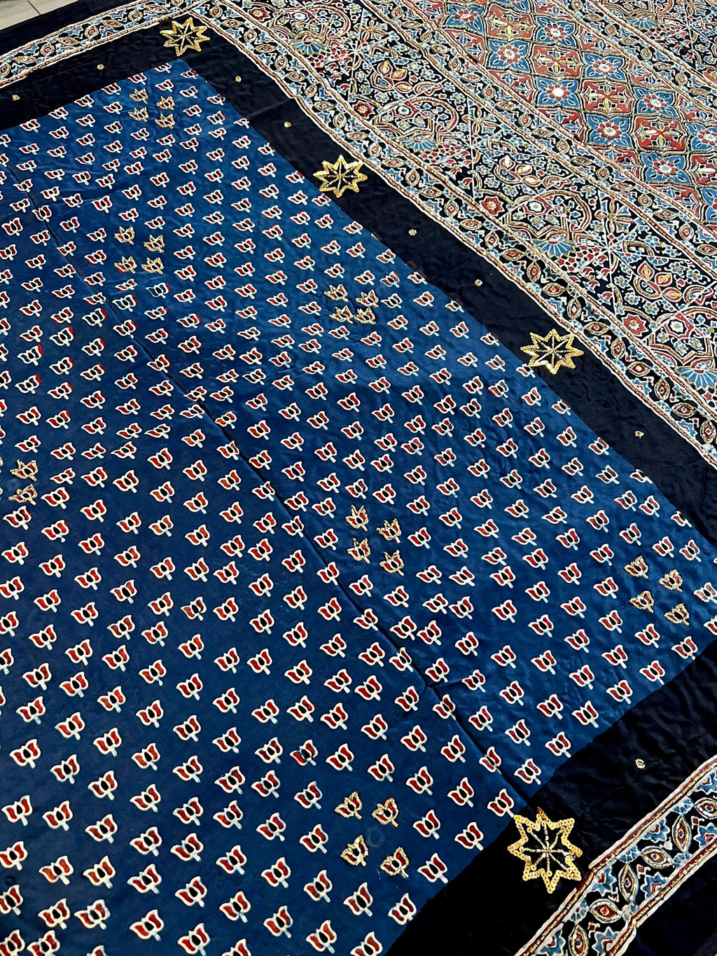 Jasmin | Handcrafted Ajrakh Couture Saree