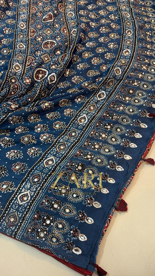 Aayat | Handcrafted Ajrakh Couture Saree