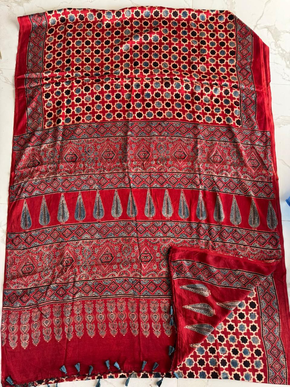 Durga  - Pure Modal Ajrakh saree