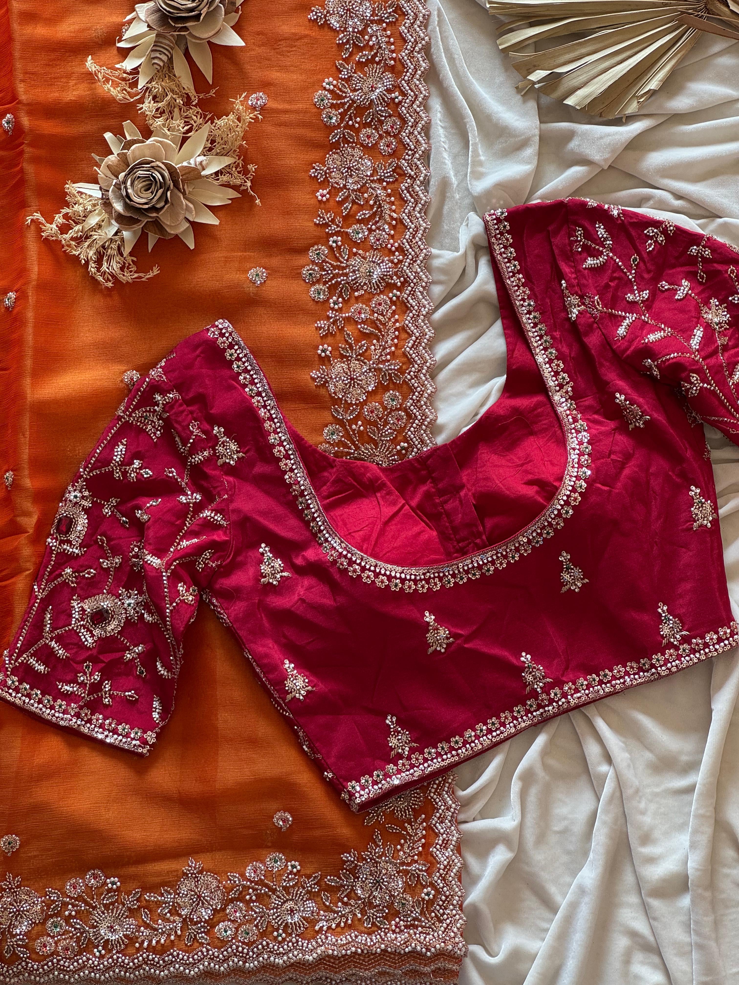 Sheena - Designer Tissue Handwork Saree