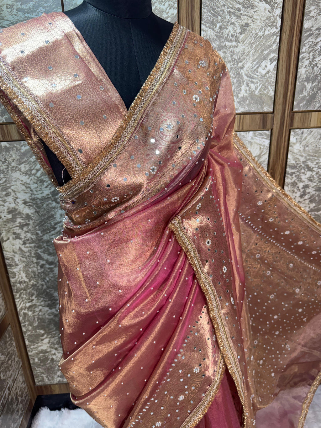 Akansha - Glass Tissue Silk Saree with Handwork