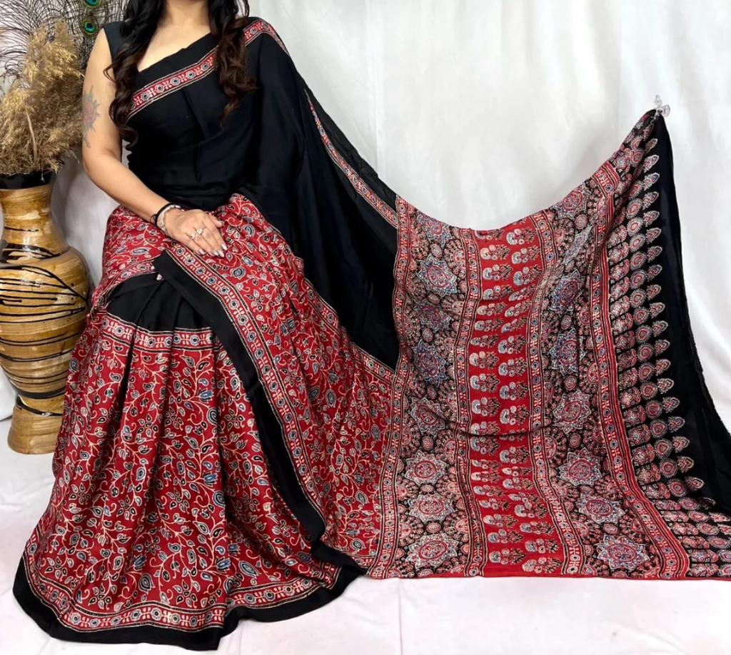 Tasha -Pure Modal silk Mirror work Saree