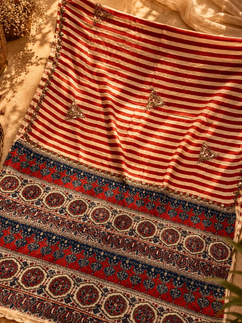 Hayat | Handcrafted Ajrakh Couture Saree [Ready to Dispatch]