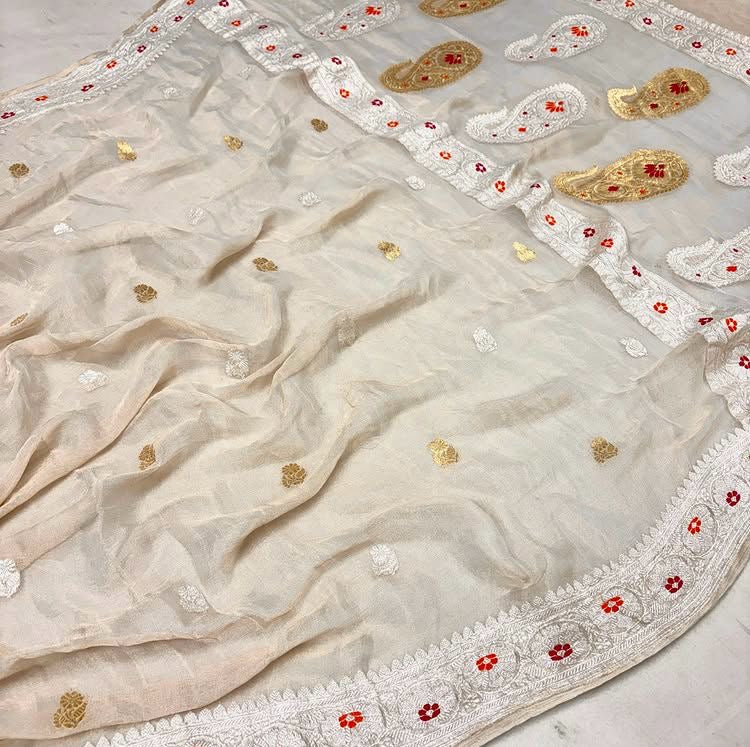 Asvi - Banarasi Pure Khaddi Georgette Kadwa Saree