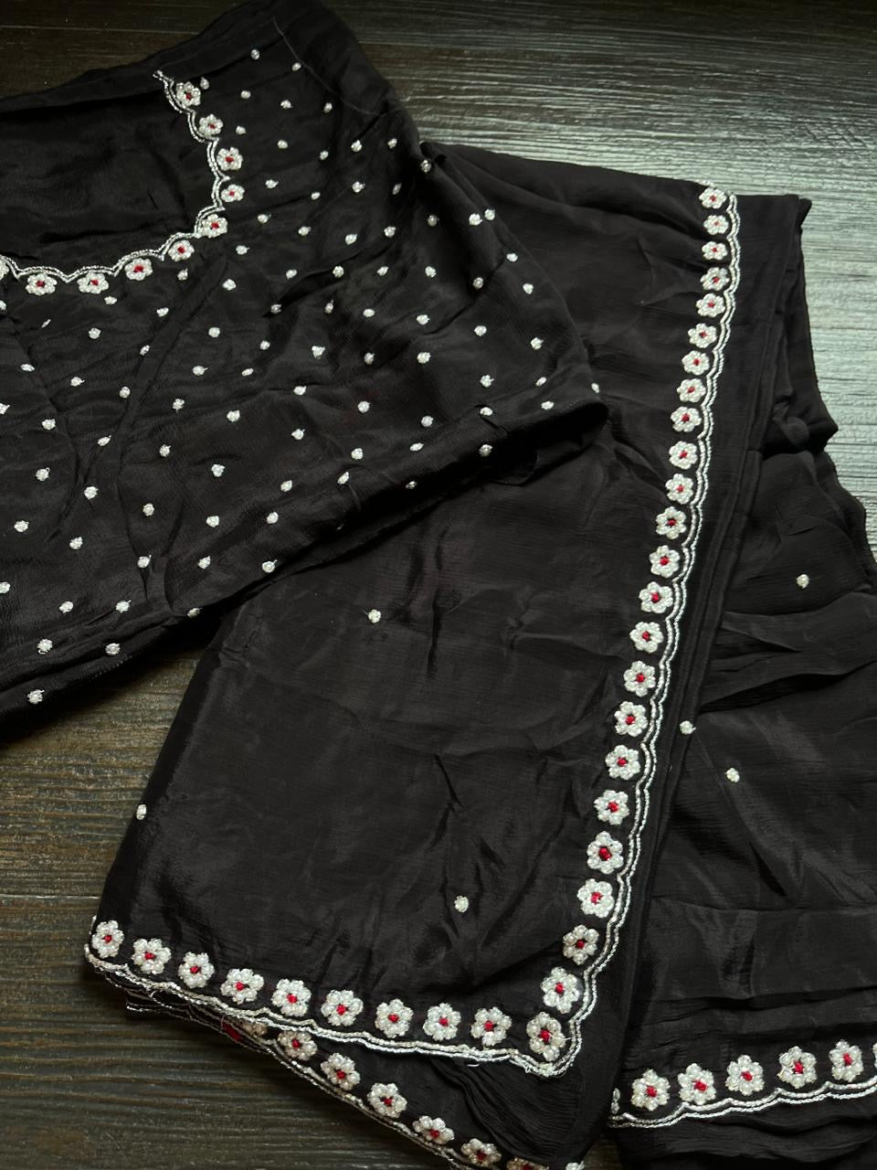 Arti 4 - Purple Pure Georgette Saree  with Handwork.
