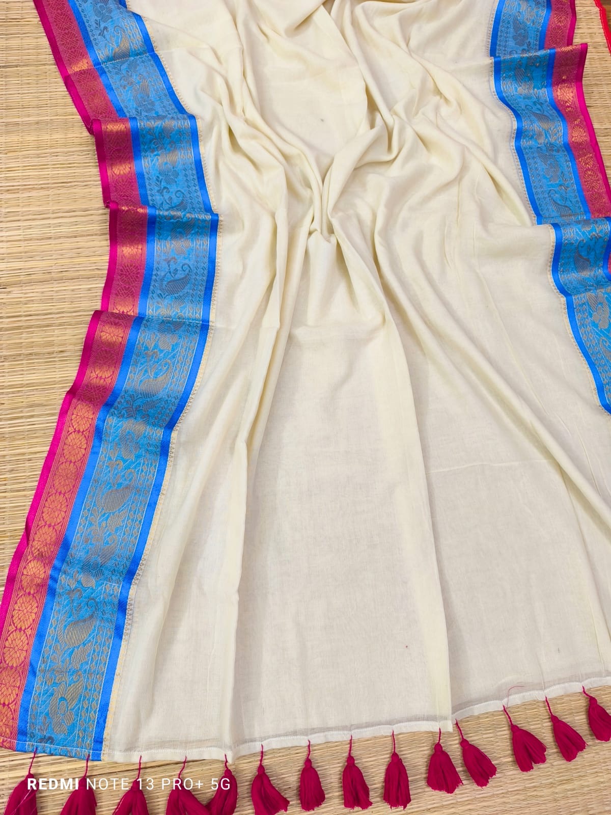 Shyama - 120 Mul Mul Handloom Cotton Saree