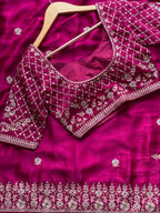 Aari - Rani Pink soft tissue saree