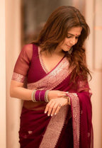 Avra - Banarasi Pure Khaddi Georgette Kadwa Saree
