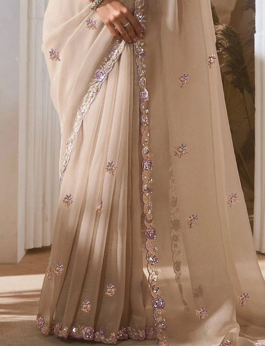 Raha Premium Elegance – Tissue Silk Saree with Multicolour Sequin Detailing