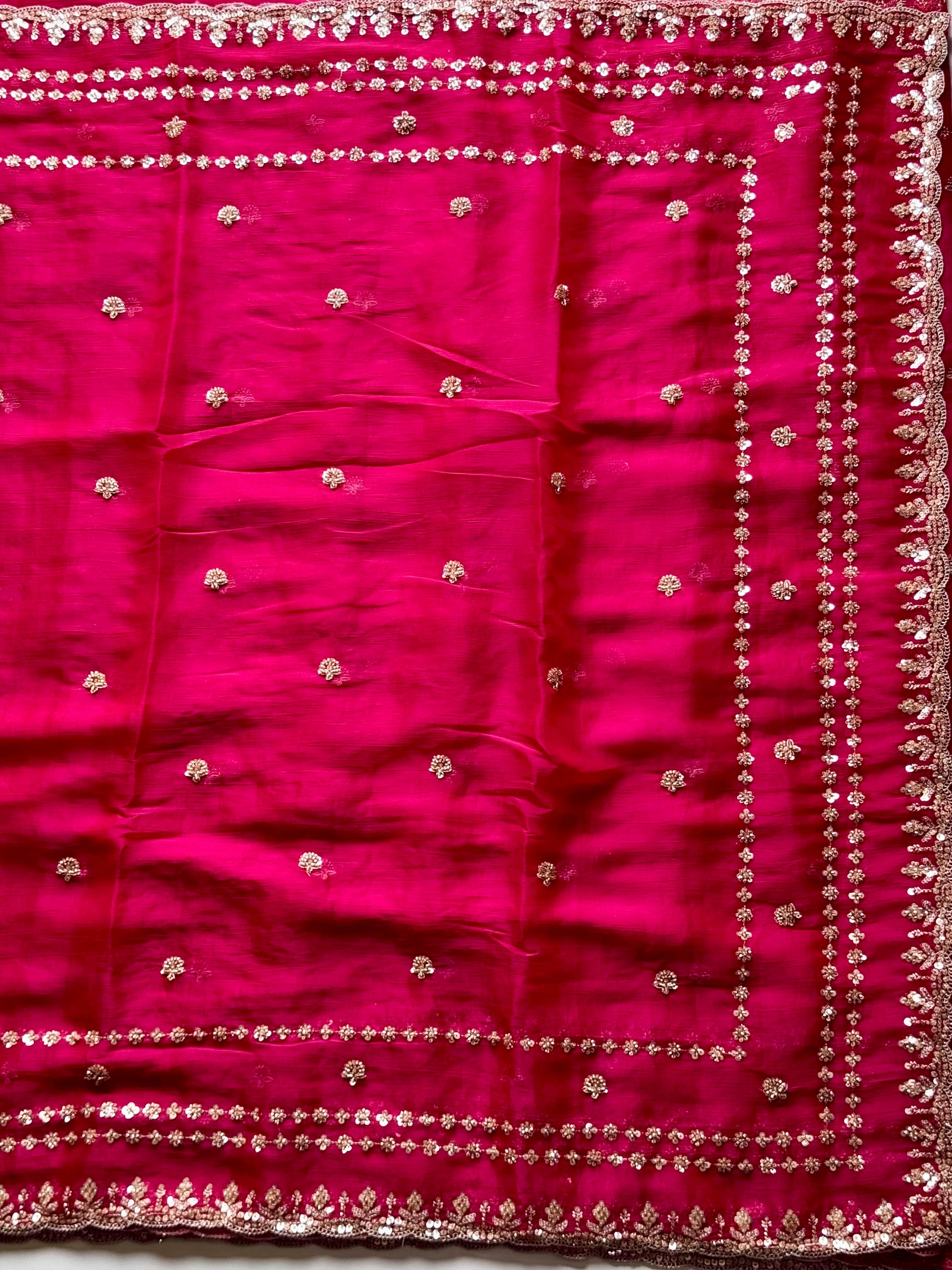 Nikkat - Fuchsia Tissue Silk Cocktail Saree