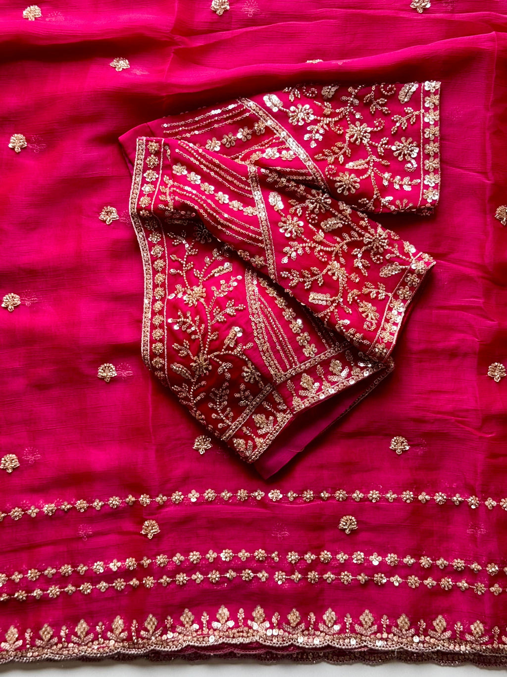 Nikkat - Fuchsia Tissue Silk Cocktail Saree
