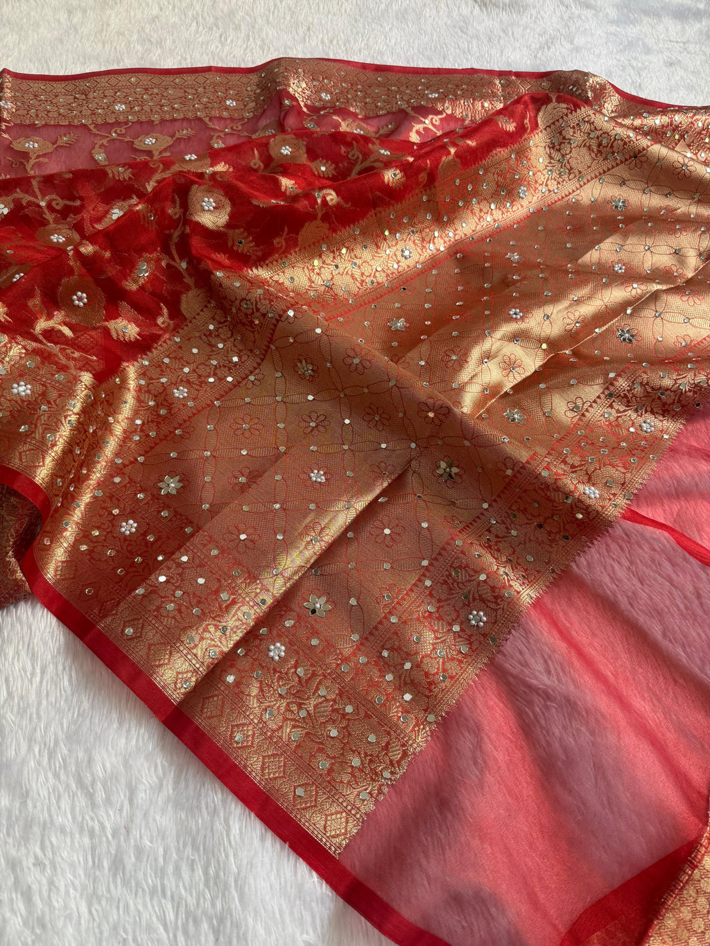 Maya - Tissue Silk Saree, paired with a stunning Brocade Blouse
