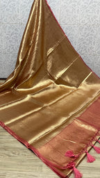 Sapna - Regal Silver-Gold Pure Tissue Brocade saree