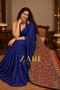 Chanchal | Handcrafted Ajrakh Bandhej Couture Saree [Ready to dispatch]