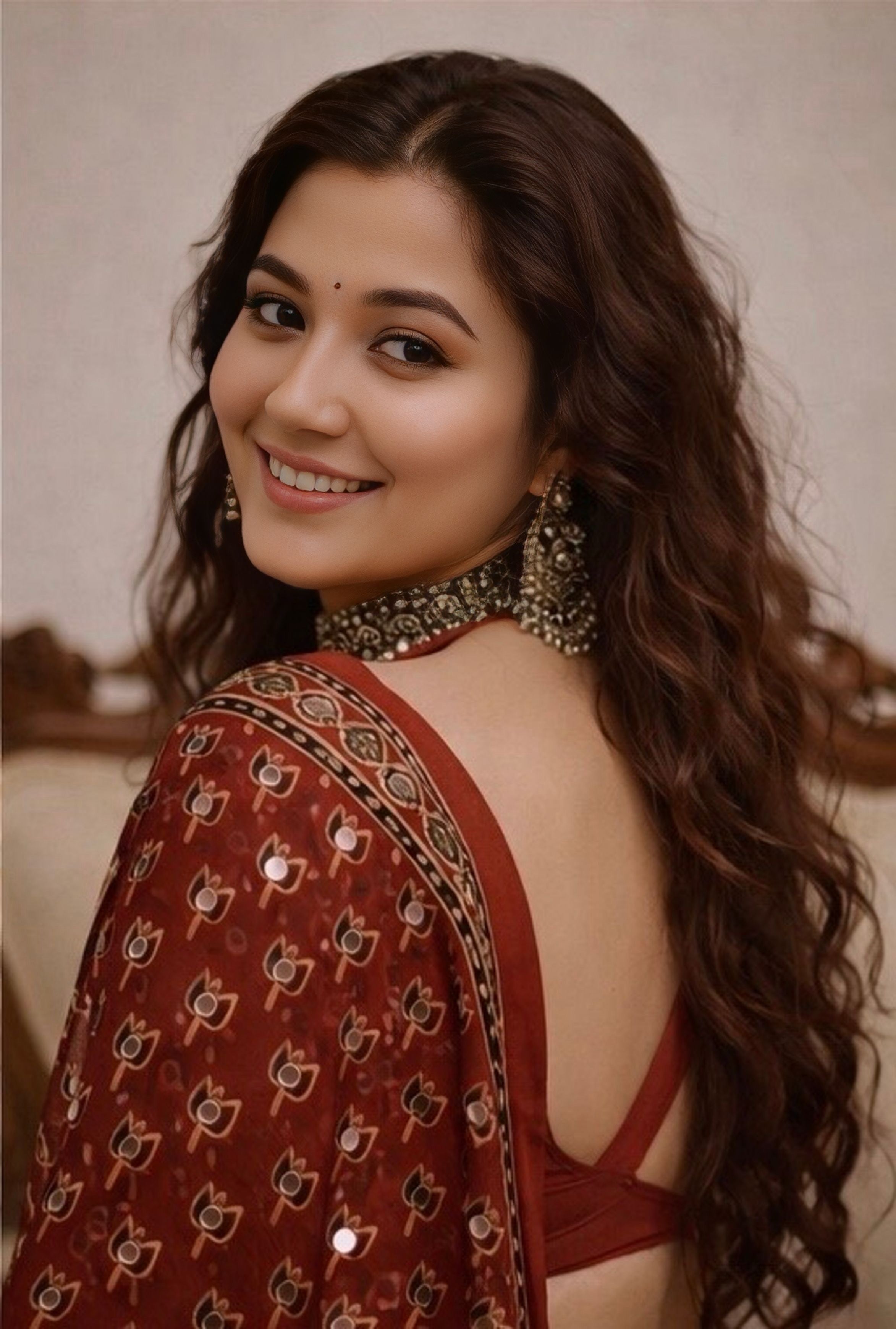 Ajrakh - Pure Modal Mirror Designer Saree