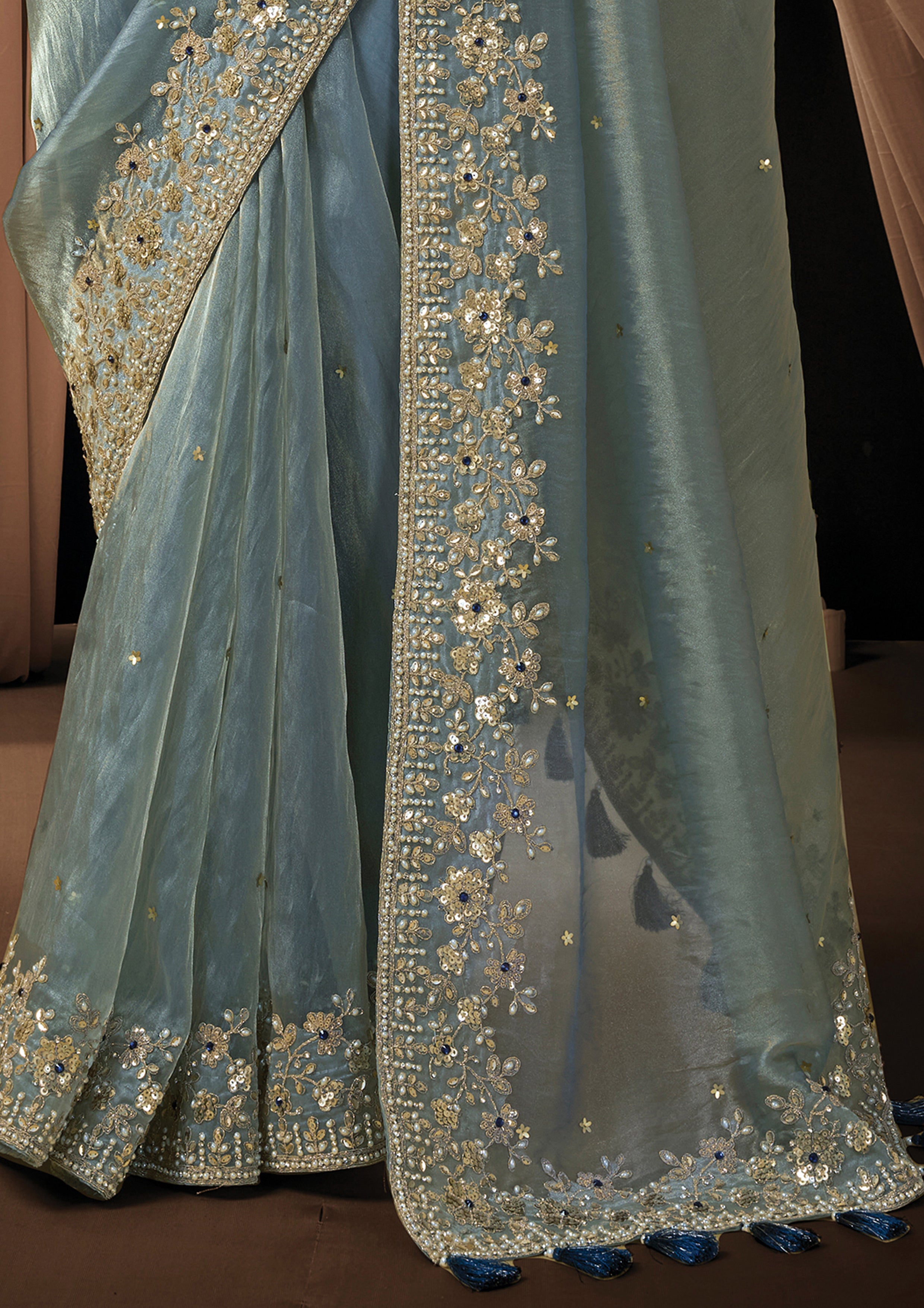 Nivika - Designer Organza Satin Saree