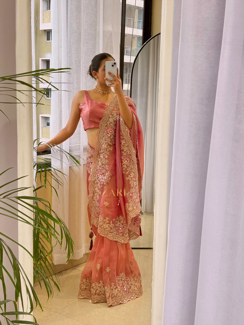 Raga - Tissue Silk Saree with Scallop sequins handwork