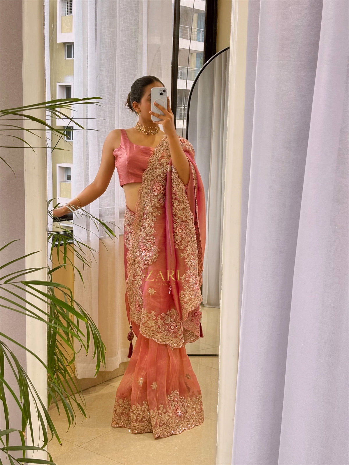 Raga - Tissue Silk Saree with Scallop sequins handwork