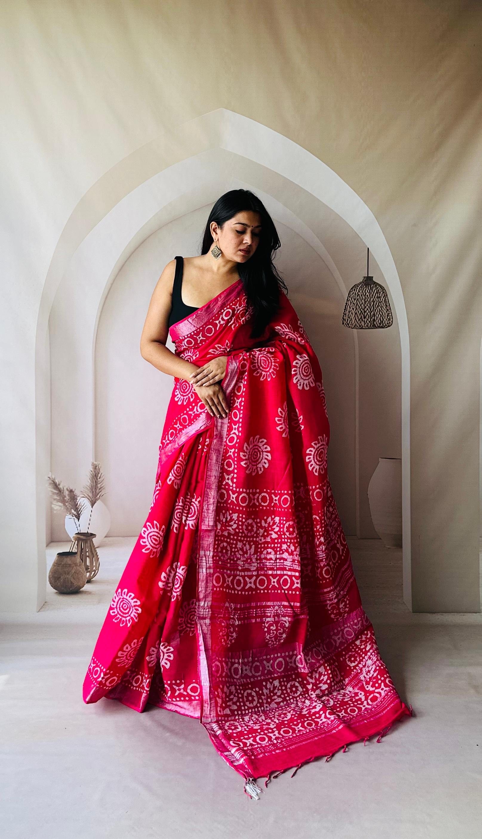 Laila - Jaipuri Printed Cotton Mulmul Saree