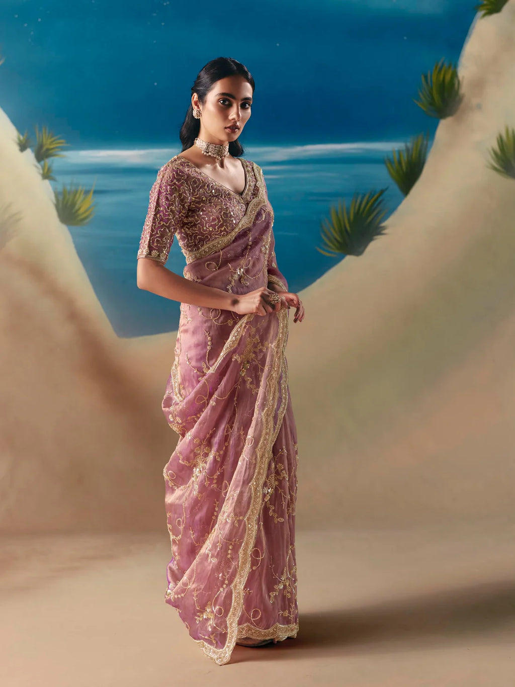 Avtara - Designer Tissue Crepe Saree