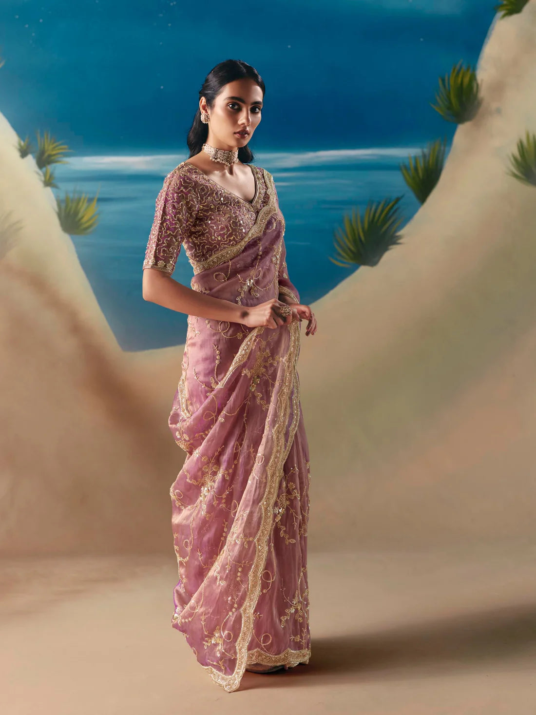 Avtara - Designer Tissue Crepe Saree