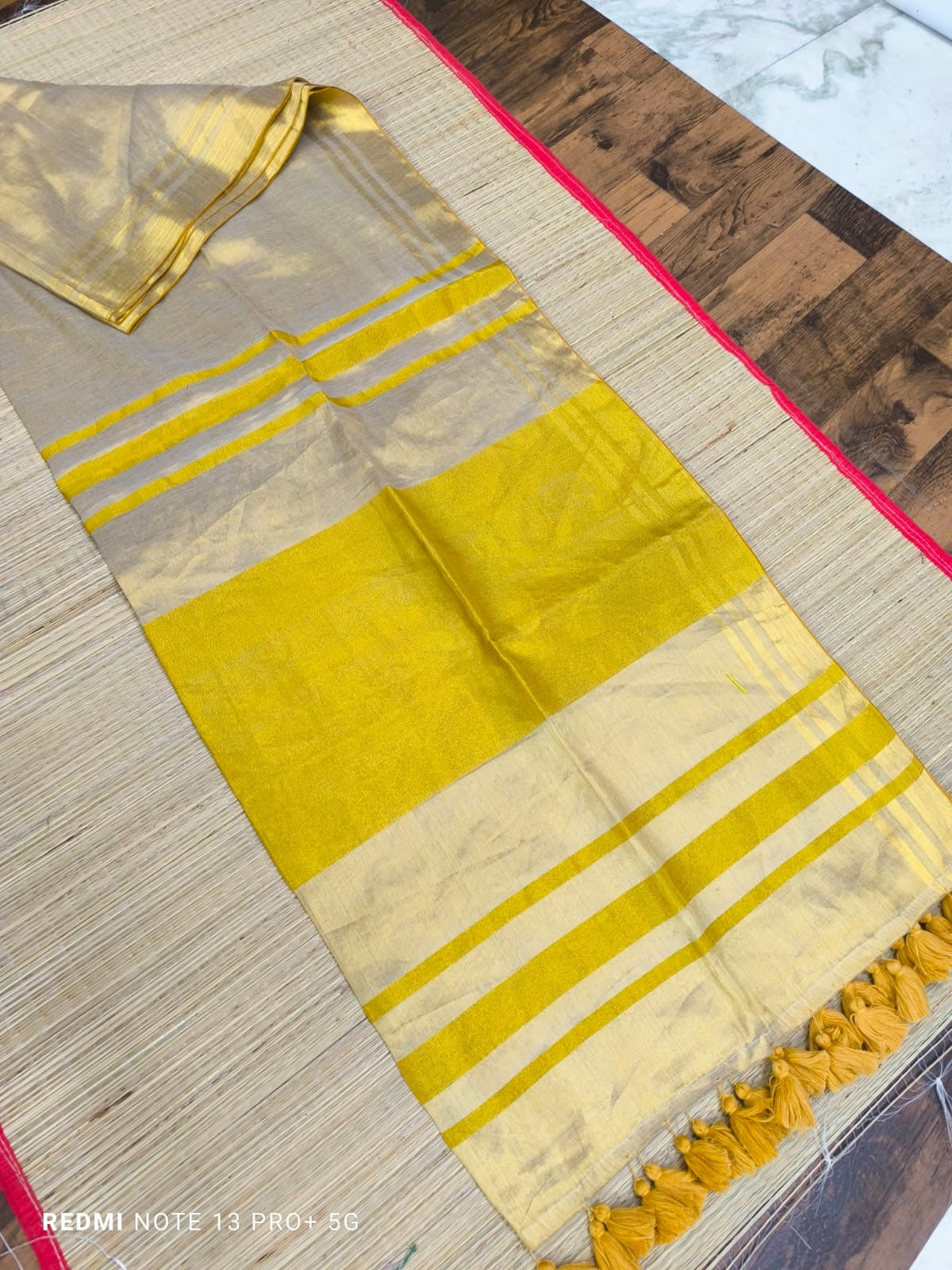 Nirthaya - Gold Tissue Soft Linen Saree