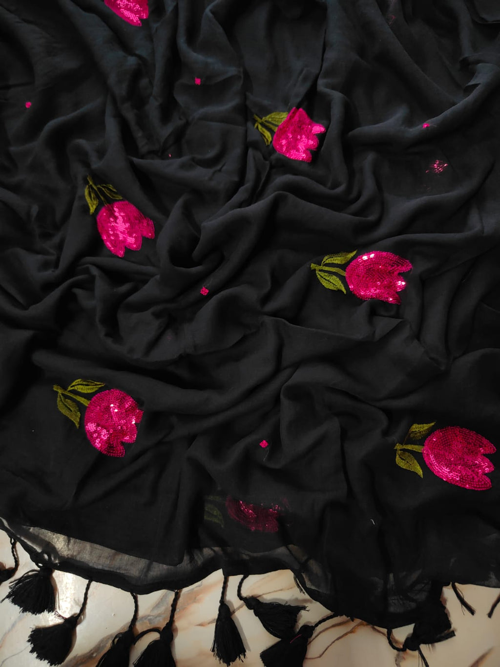 Ishana - Pure Mulmul Soft Saree with embroidery