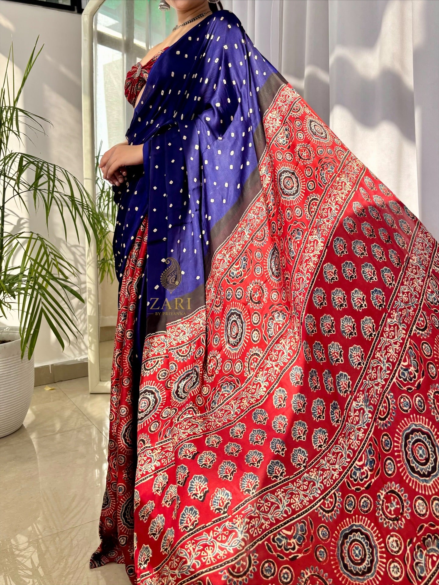 Tanisha - Pure Modal Ajrakh saree